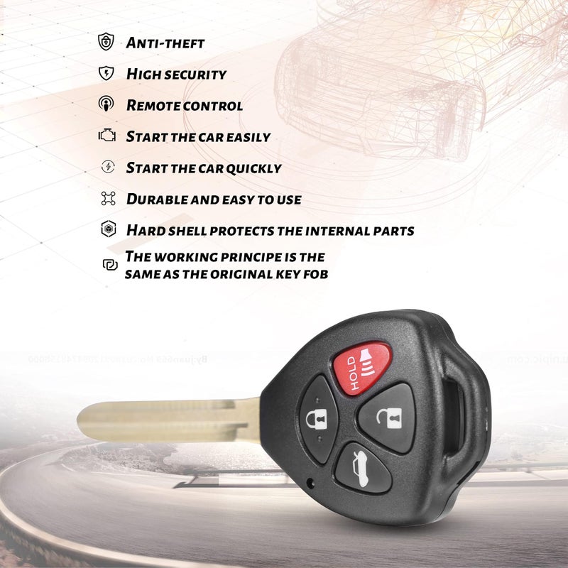 VOFONO Replacement Remote Key Fob Fits for Toyota Camry 2007 2008 2009 2010 2011/Corolla 2009-2010 Keyless Entry Remote Control FCC ID: HYQ12BBY, 89070-06232(Pack of 2) - Image 3